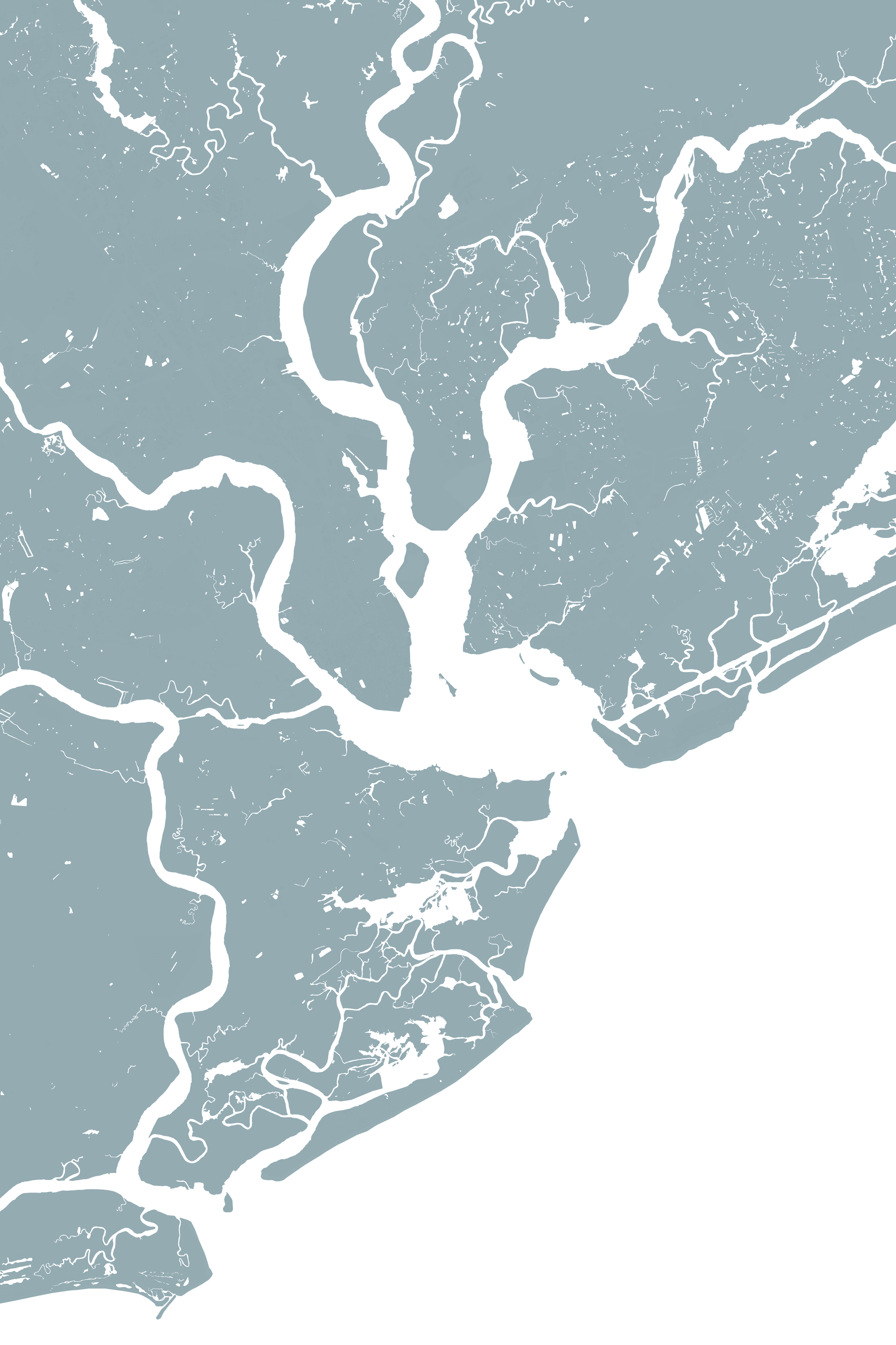 Charleston Coastal Map — Fine Art Print Vertical, soft-blue, No Frame, 8x10