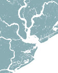 Charleston Coastal Map — Fine Art Print Vertical, soft-blue, No Frame, 8x10