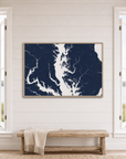 Chesapeake Bay / Maryland canvas map — window-scene interior