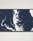 Chesapeake Bay / Maryland Coastal Map — Canvas Horizontal, navy, Black Frame, 24x16