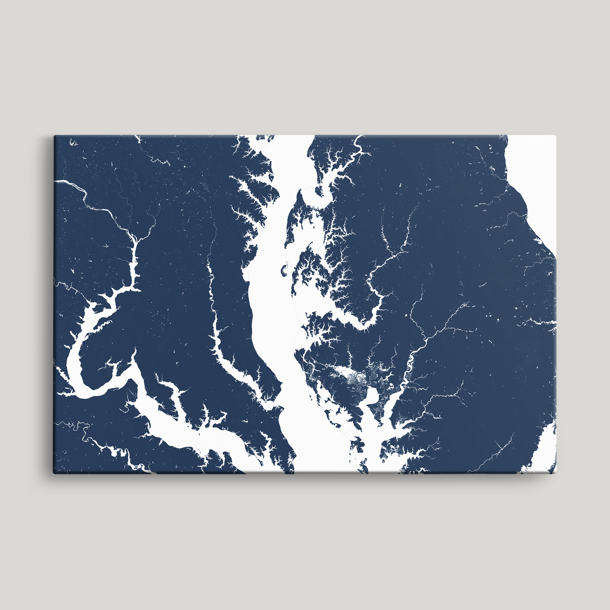 Chesapeake Bay / Maryland Coastal Map — Canvas Horizontal, navy, No Frame, 24x16