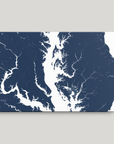 Chesapeake Bay / Maryland Coastal Map — Canvas Horizontal, navy, No Frame, 24x16
