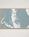 Chesapeake Bay / Maryland Coastal Map — Canvas Horizontal — soft-blue, Light Wood