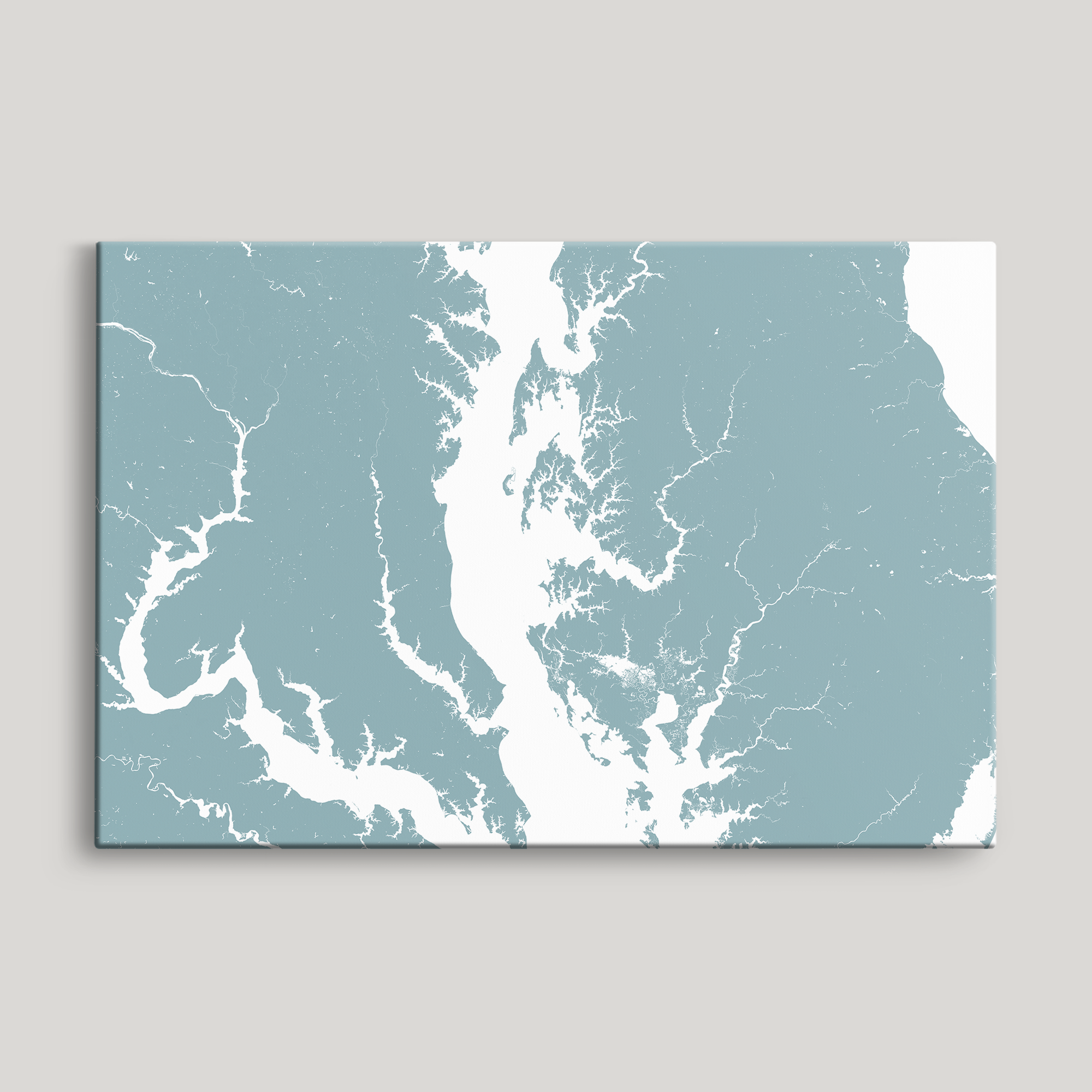 Chesapeake Bay / Maryland Coastal Map — Canvas Horizontal, soft-blue, No Frame, 24x16