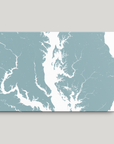 Chesapeake Bay / Maryland Coastal Map — Canvas Horizontal, soft-blue, No Frame, 24x16