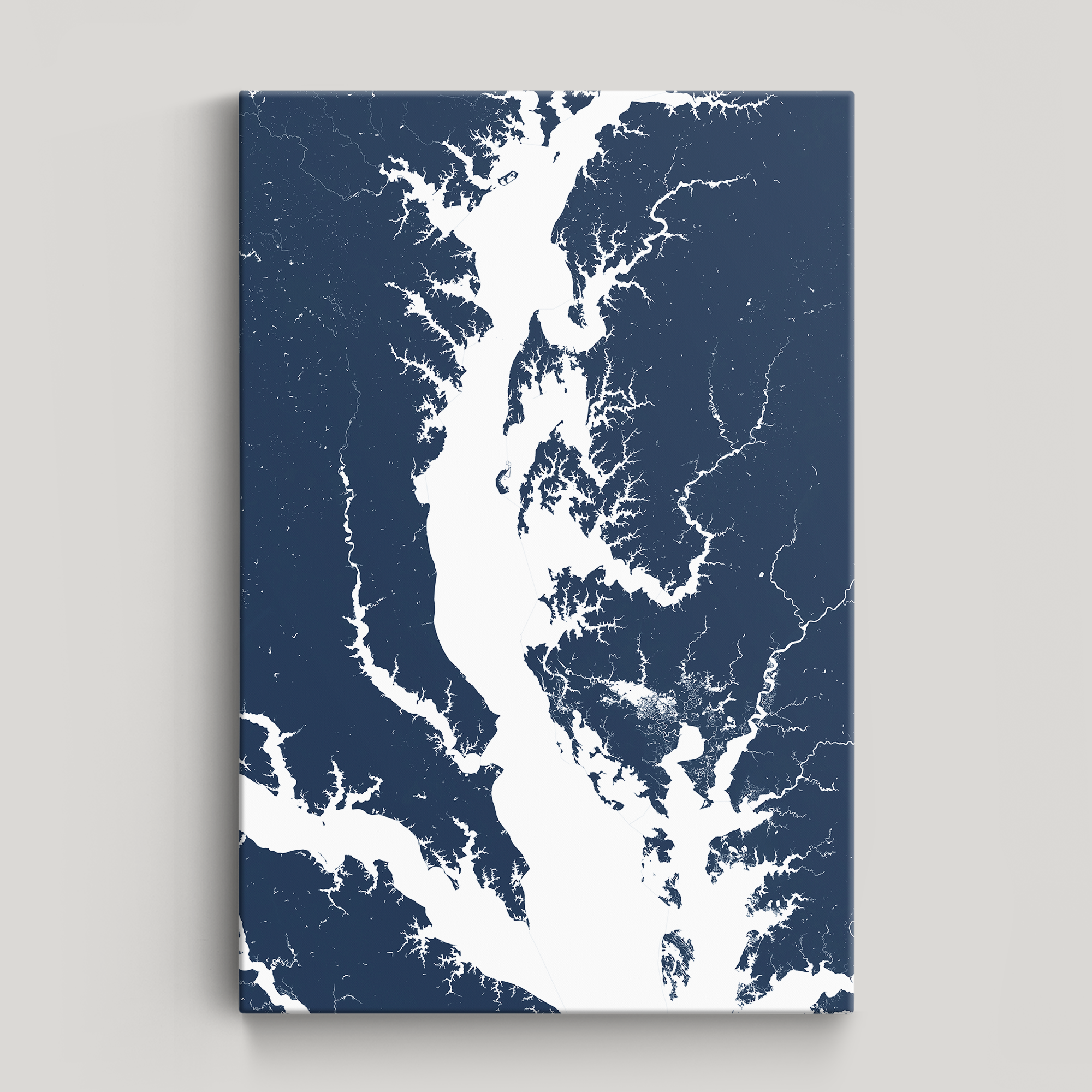 Chesapeake Bay / Maryland Coastal Map — Canvas Vertical, navy, No Frame, 16x24