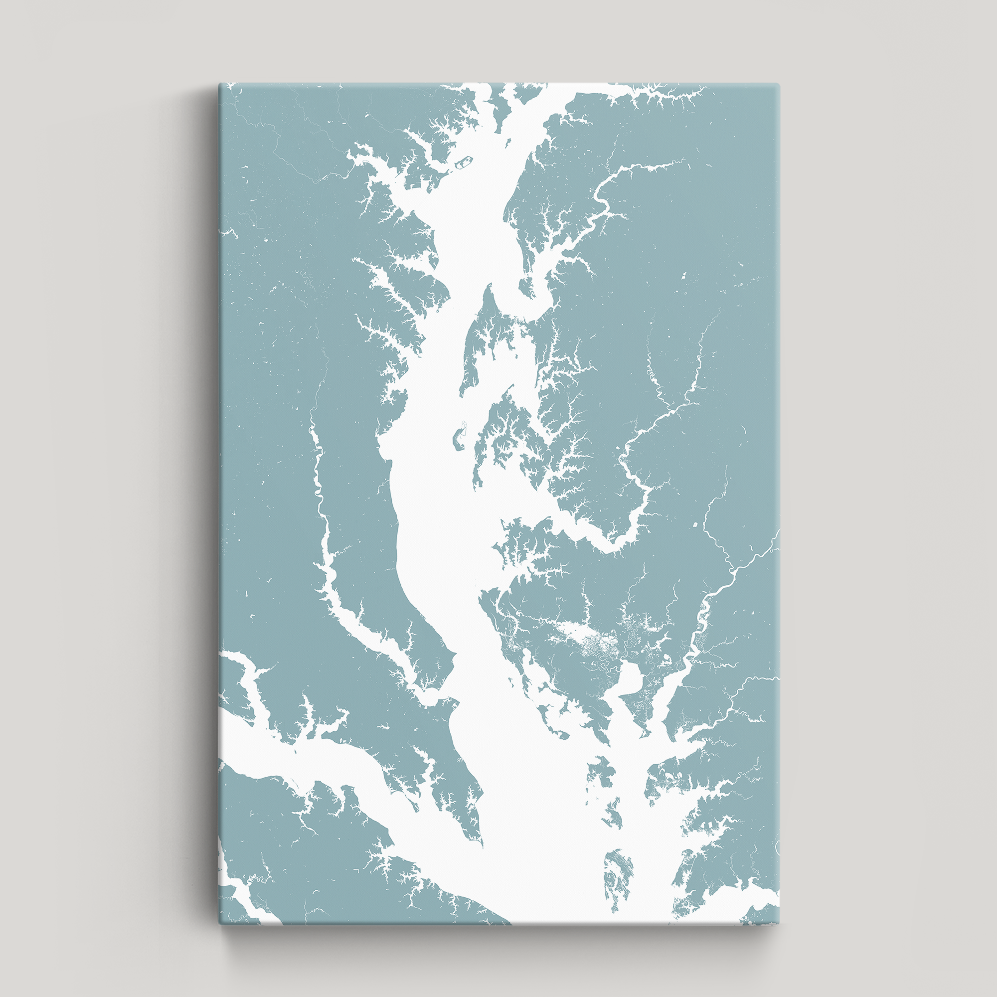 Chesapeake Bay / Maryland Coastal Map — Canvas Vertical, soft-blue, No Frame, 16x24