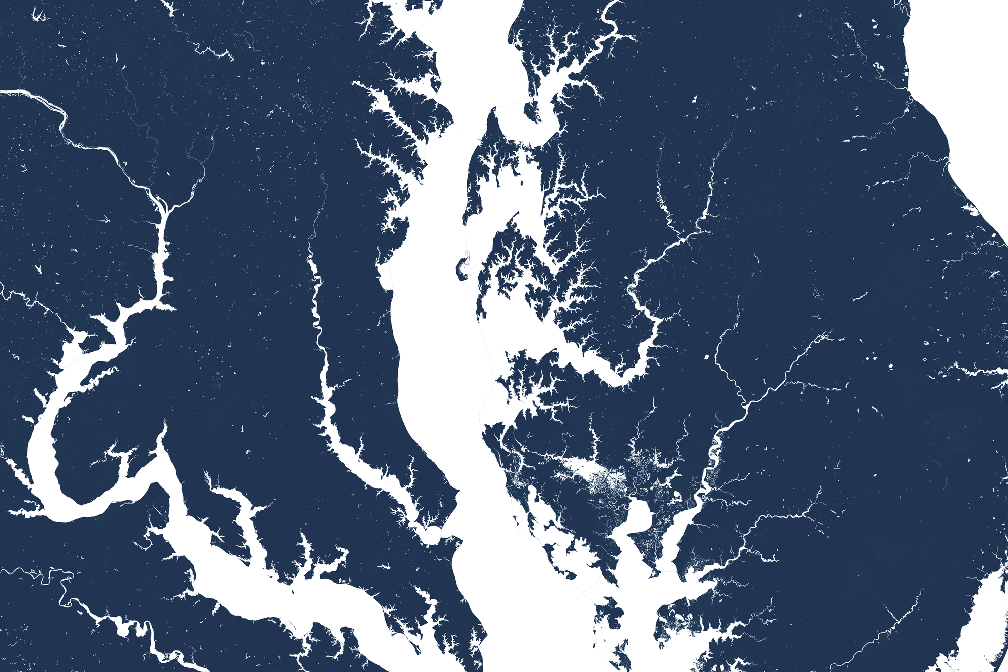 Chesapeake Bay / Maryland Coastal Map — Fine Art Print Horizontal, navy, No Frame, 10x8