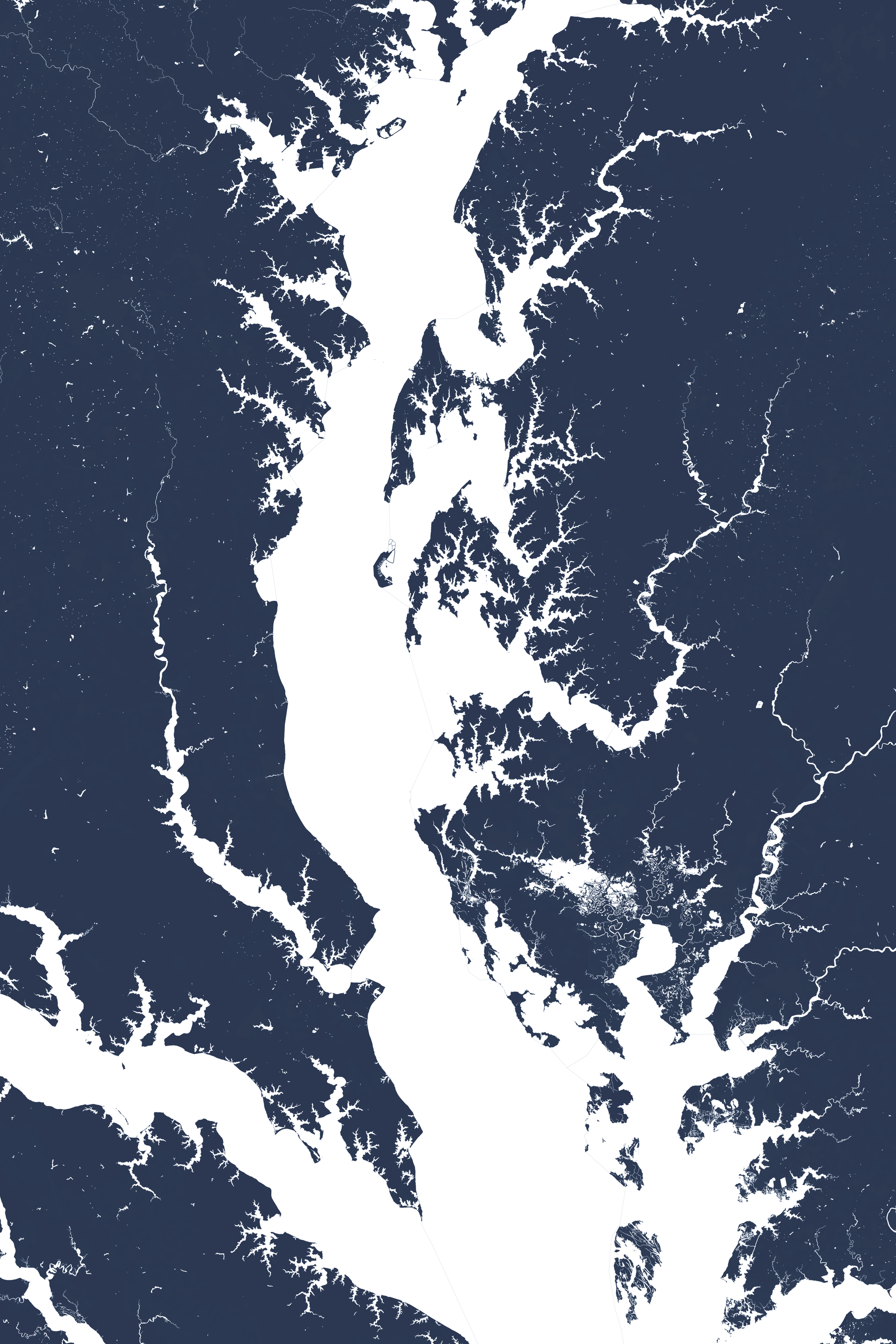 Chesapeake Bay / Maryland Coastal Map — Fine Art Print Vertical, navy, No Frame, 8x10