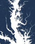 Chesapeake Bay / Maryland Coastal Map — Fine Art Print Vertical, navy, No Frame, 8x10