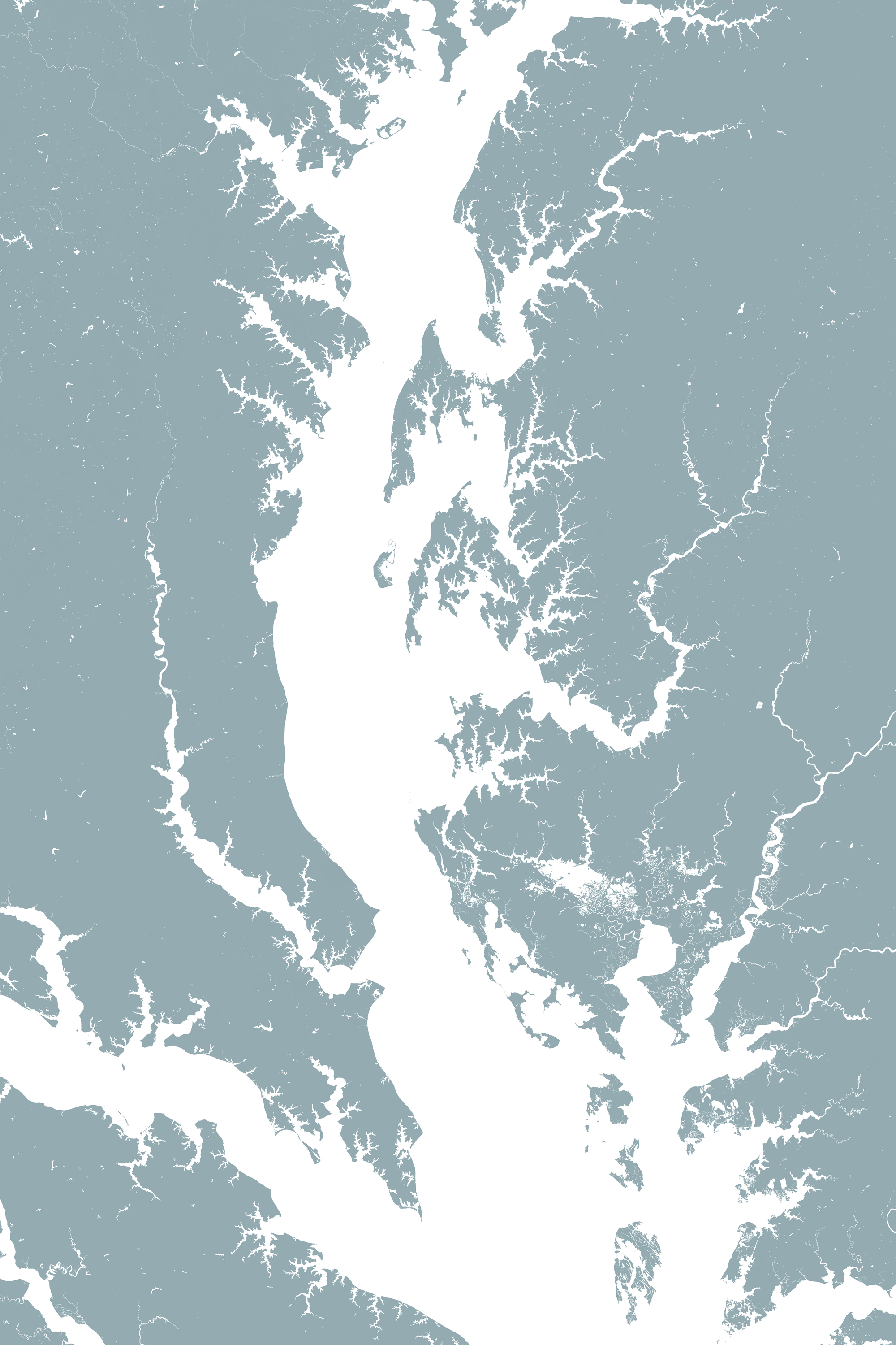 Chesapeake Bay / Maryland Coastal Map — Fine Art Print Vertical, soft-blue, No Frame, 8x10