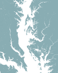 Chesapeake Bay / Maryland Coastal Map — Fine Art Print Vertical, soft-blue, No Frame, 8x10