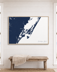 Chincoteague Island canvas map — window-scene interior