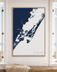 Chincoteague Island canvas map — window-scene interior