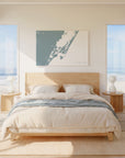 Chincoteague Island soft blue horizontal wrapped canvas map in the ratio 3:2 hand mockup