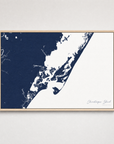 Chincoteague Island Coastal Map — Canvas Horizontal — navy, Light Wood