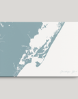 Chincoteague Island Coastal Map — Canvas Horizontal, soft-blue, No Frame