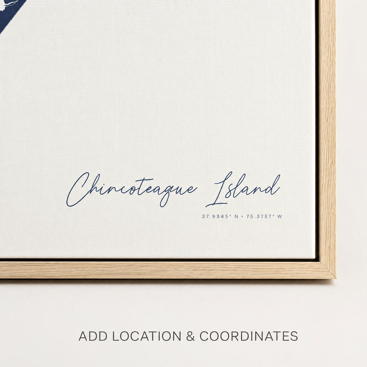 Chincoteague Island canvas map — location and coordinates customization