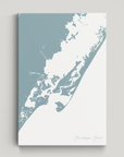 Chincoteague Island Coastal Map — Canvas Vertical, soft-blue, No Frame
