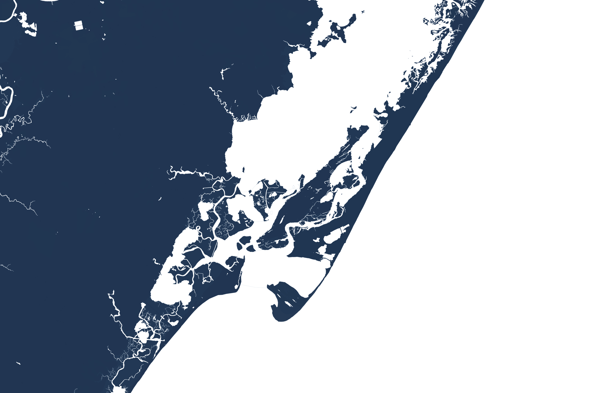 Chincoteague Island Coastal Map — Fine Art Print Horizontal, navy, No Frame, 10x8