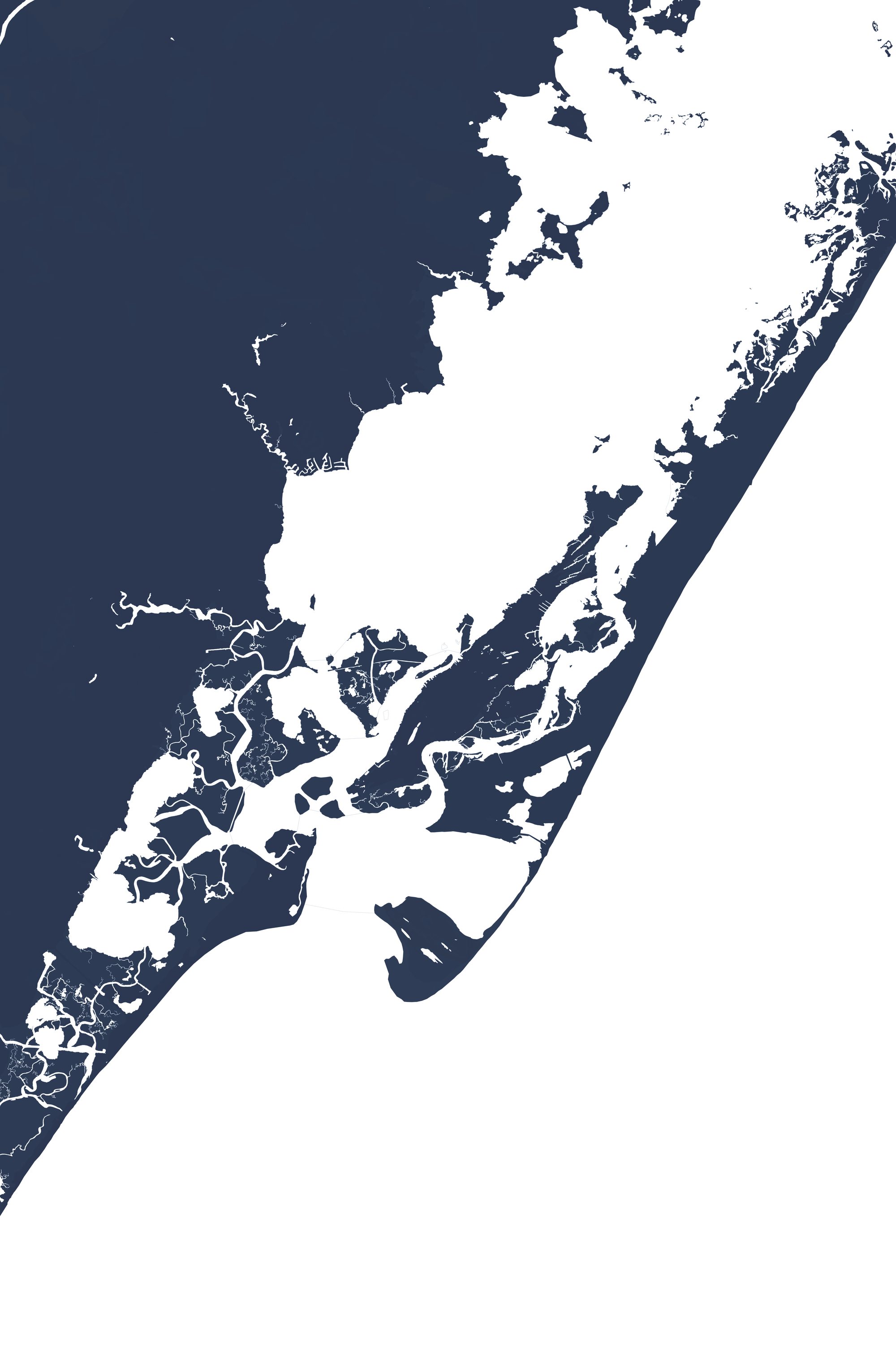 Chincoteague Island Coastal Map — Fine Art Print Vertical, navy, No Frame, 8x10