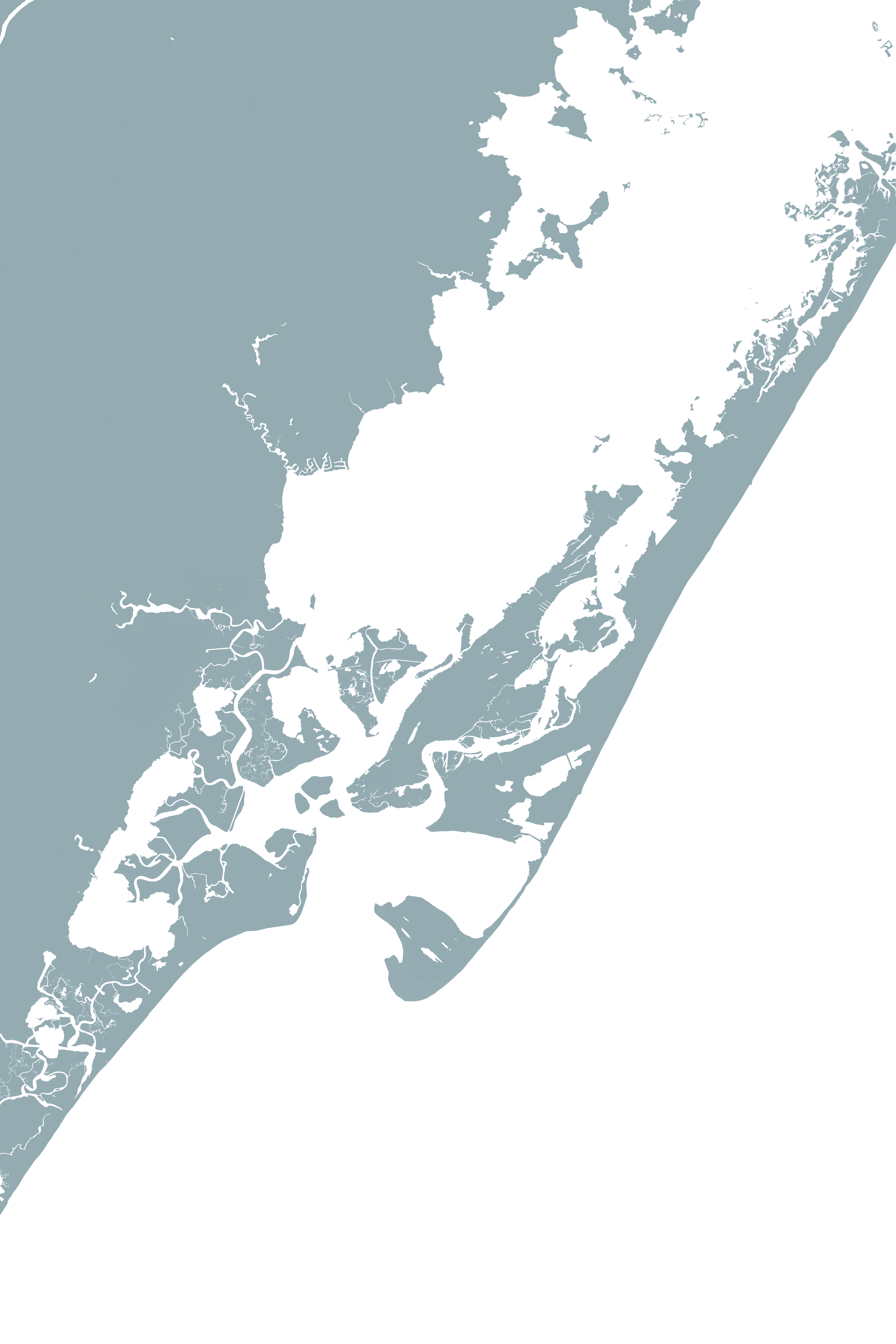 Chincoteague Island Coastal Map — Fine Art Print Vertical, soft-blue, No Frame, 8x10