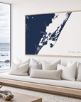 Chincoteague Island canvas map — sea-view bench interior