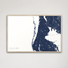 Clearwater Beach Coastal Map — Canvas Horizontal, navy, Natural Oak