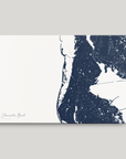 Clearwater Beach Coastal Map — Canvas Horizontal, navy, No Frame