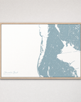 Clearwater Beach Coastal Map — Canvas Horizontal — soft-blue, Light Wood