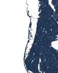 Clearwater Beach Coastal Map — Fine Art Print Horizontal, navy, No Frame, 10x8