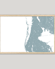 Clearwater Beach Coastal Map — Fine Art Print Horizontal, soft-blue, Oak, 10x8