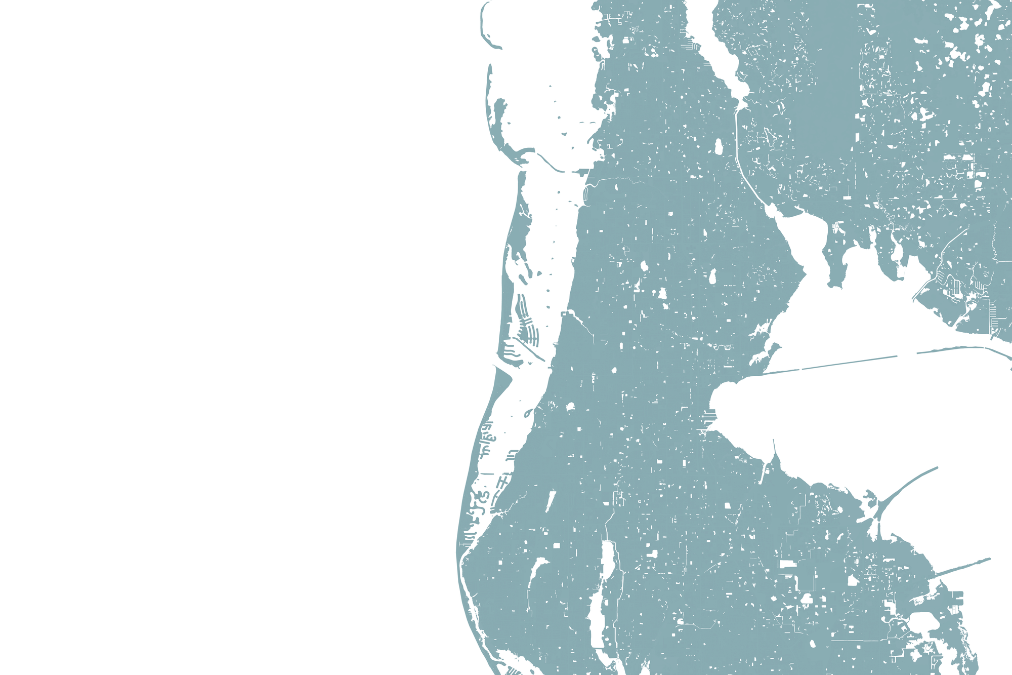 Clearwater Beach Coastal Map — Fine Art Print Horizontal, soft-blue, No Frame, 10x8