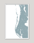 Clearwater Beach Coastal Map — Fine Art Print Vertical, soft-blue, White Frame, 8x10