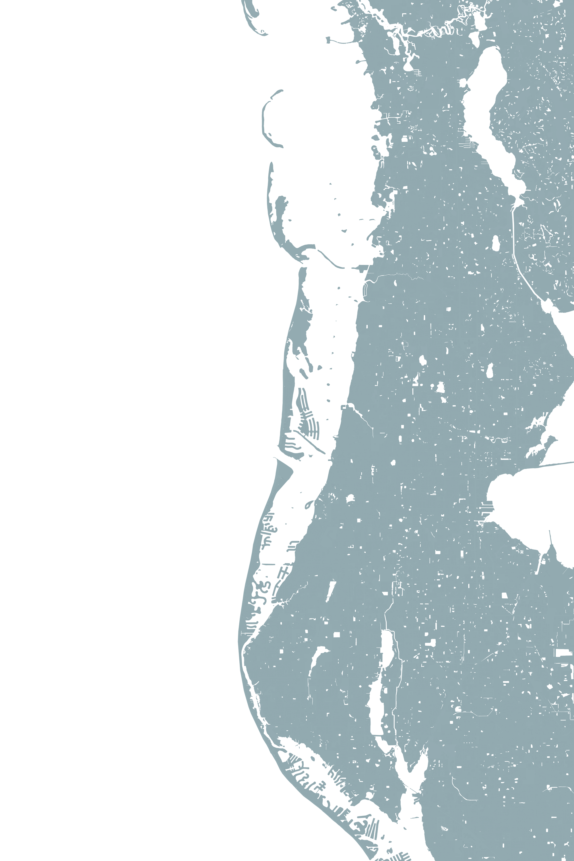Clearwater Beach Coastal Map — Fine Art Print Vertical, soft-blue, No Frame, 8x10