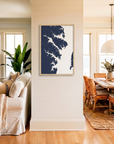 Annapolis matte map art in coastal setting