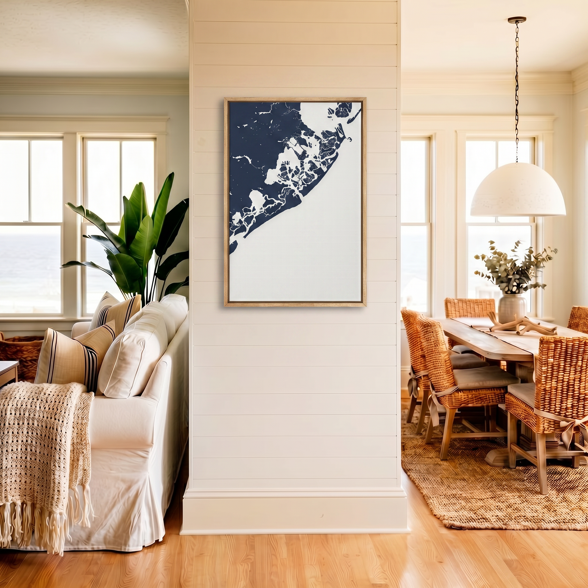 Atlantic City canvas map art in coastal setting