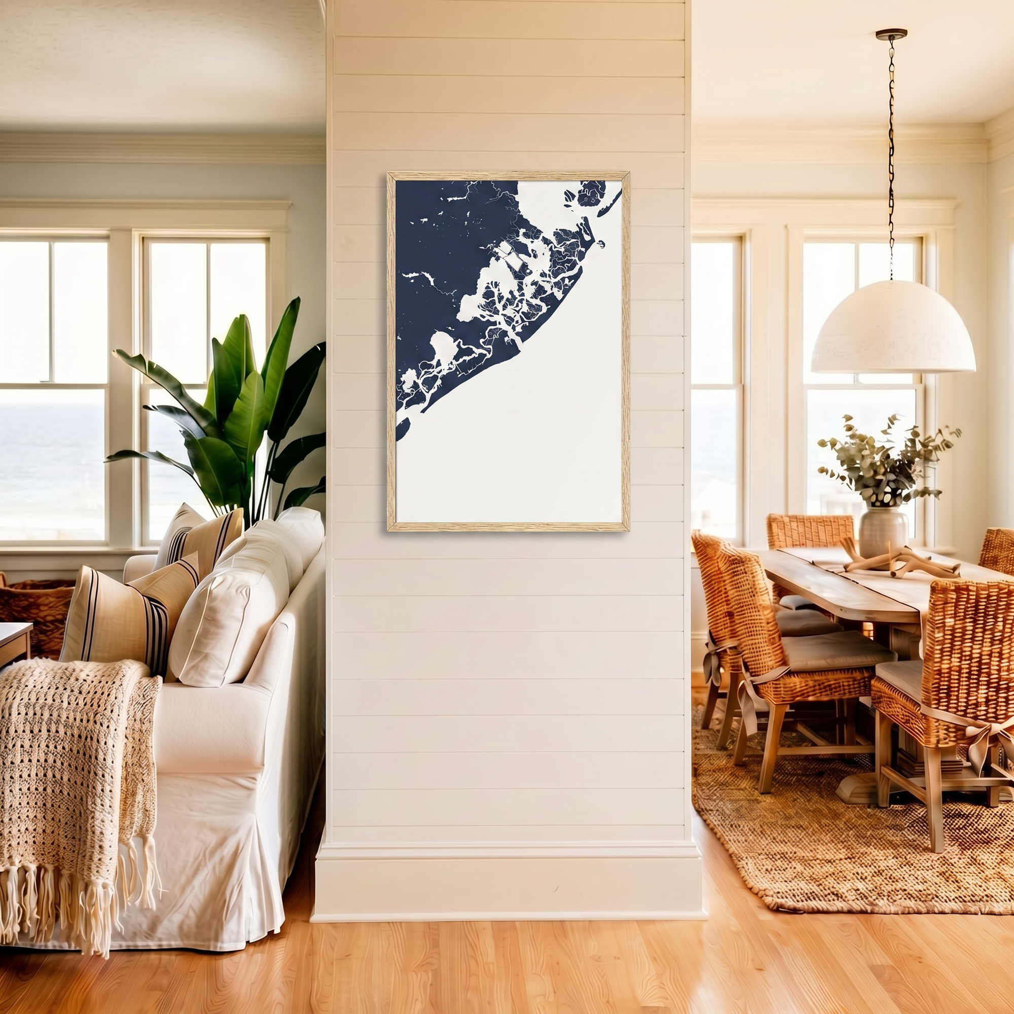 Atlantic City matte map art in coastal setting