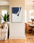 Bald Head Island canvas map art in coastal setting
