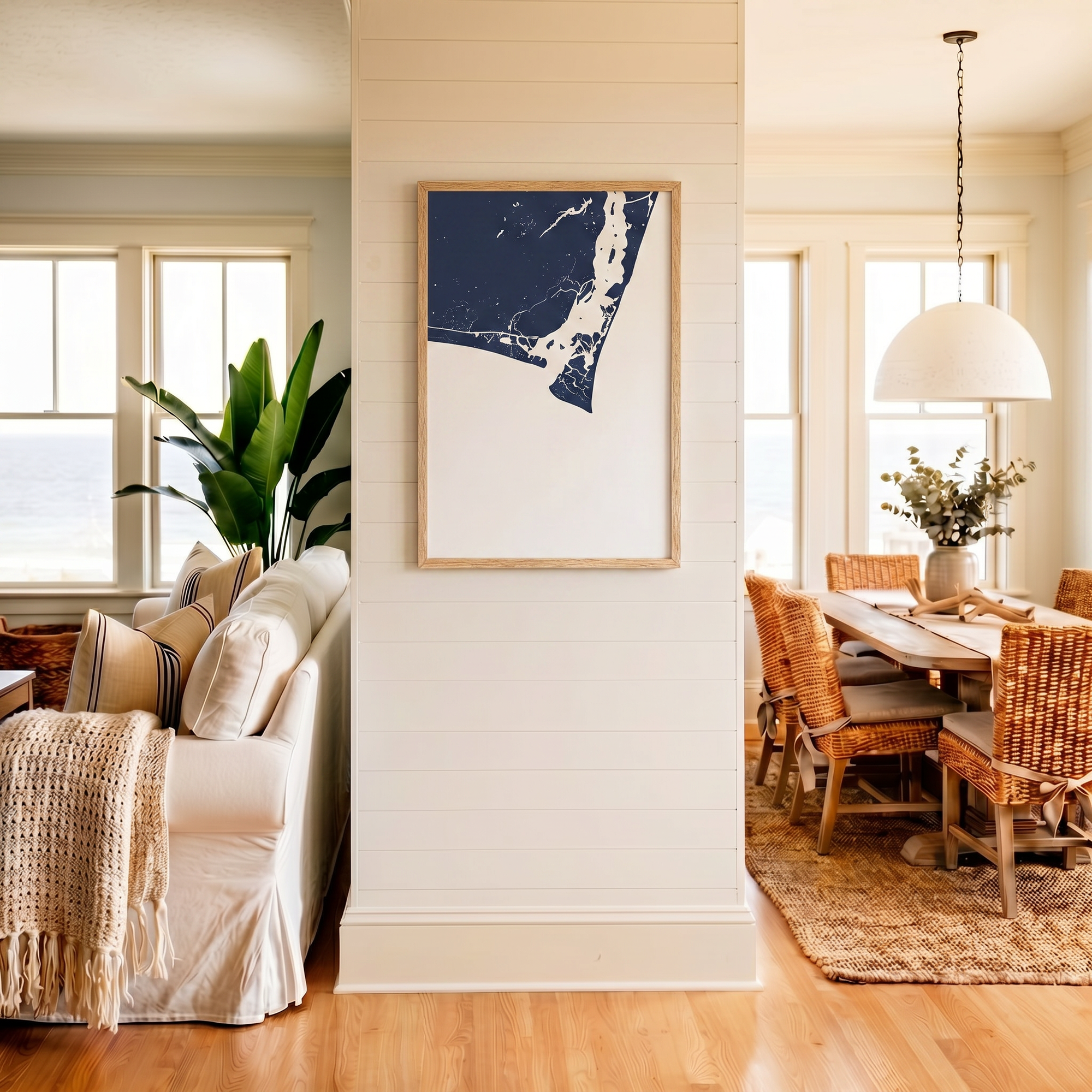 Bald Head Island matte map art in coastal setting