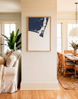 Bald Head Island matte map art in coastal setting