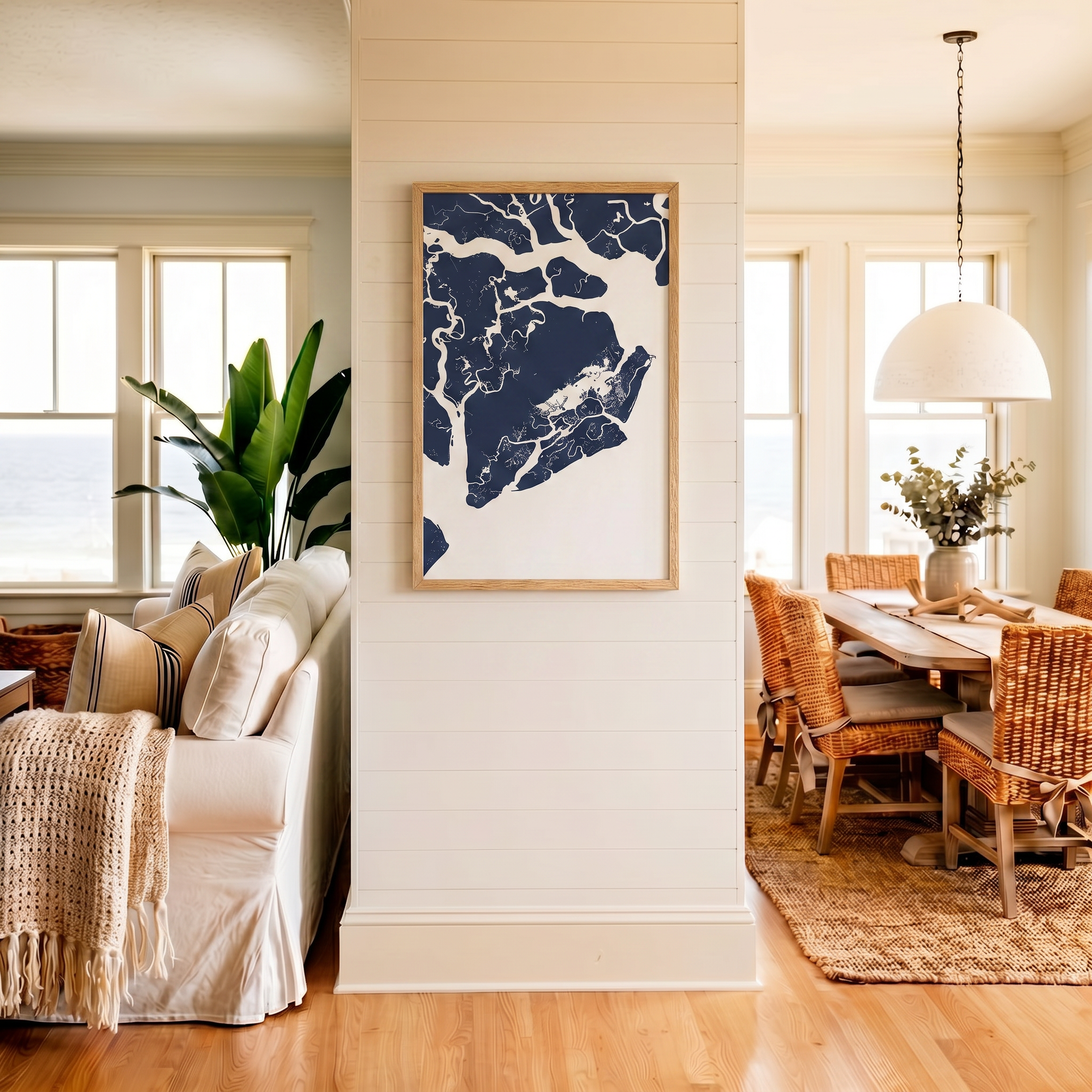 Beaufort / Sea Islands matte map art in coastal setting