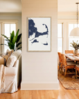 Cape Cod matte map art in coastal setting