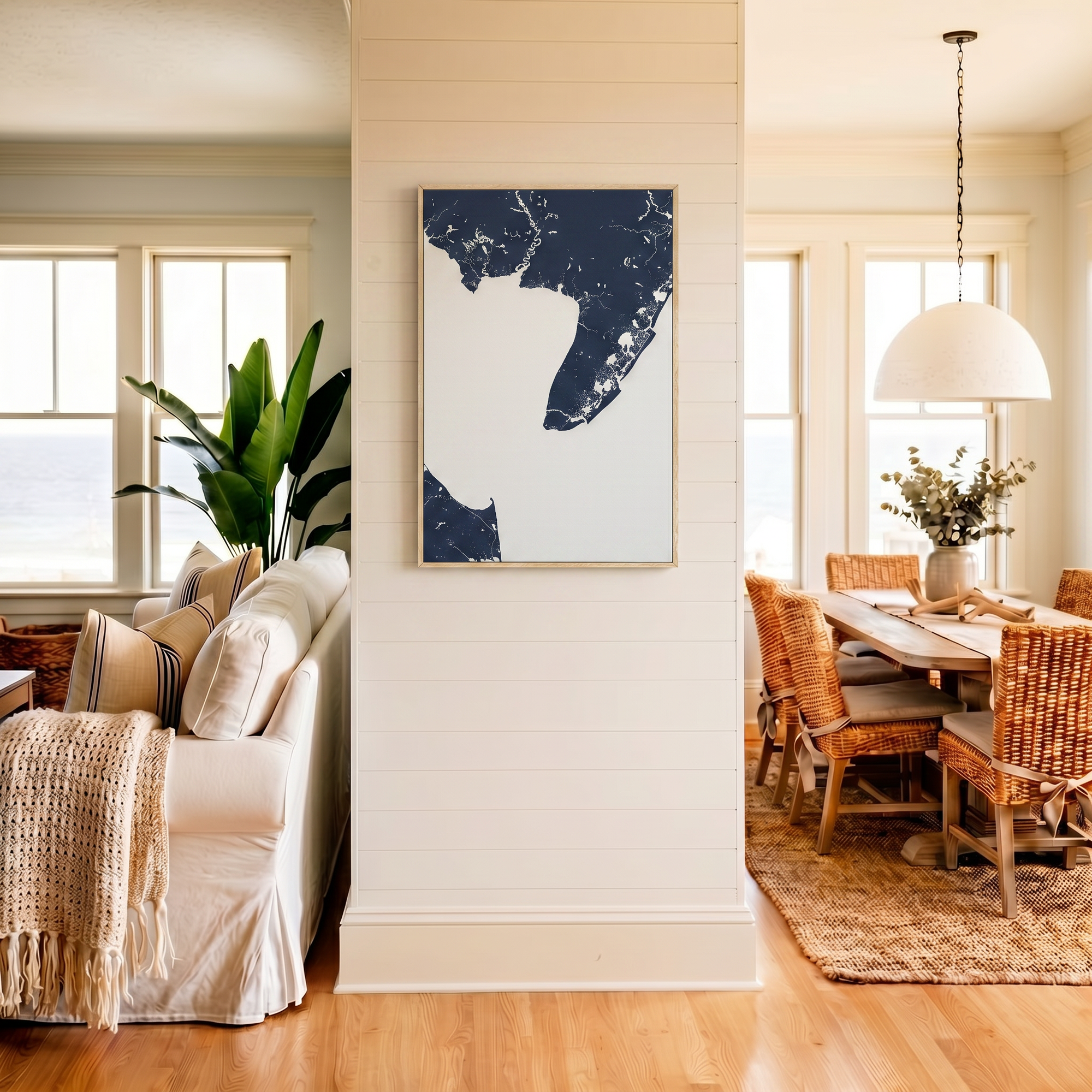 Cape May canvas map art in coastal setting
