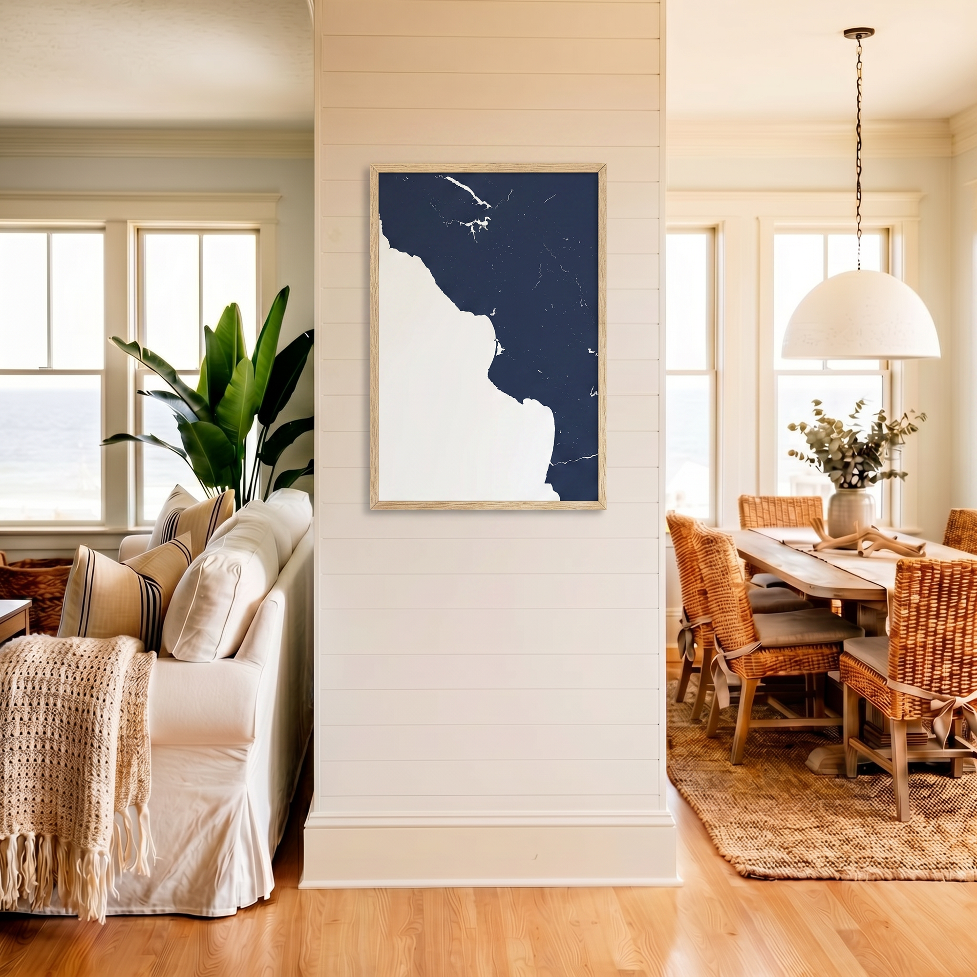 Central California Coast matte map art in coastal setting