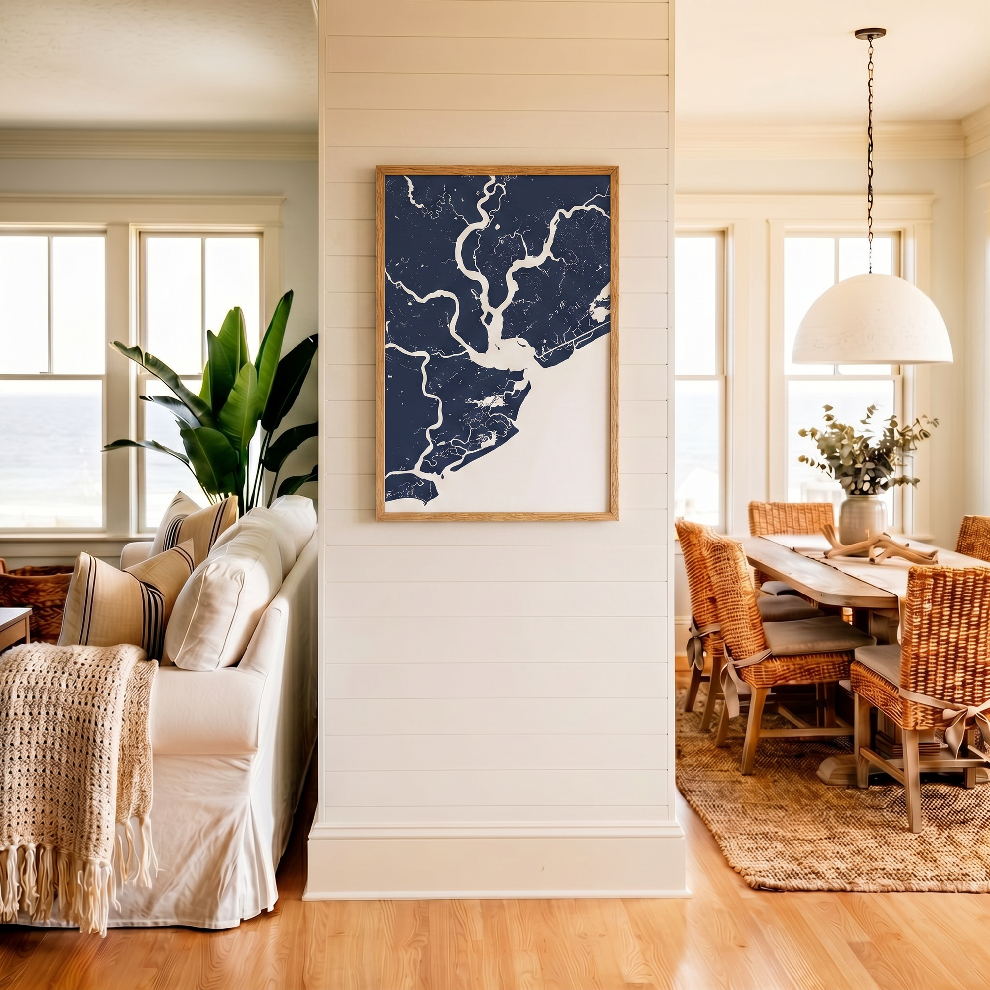 Charleston matte map art in coastal setting