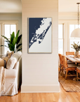 Chincoteague Island canvas map art in coastal setting