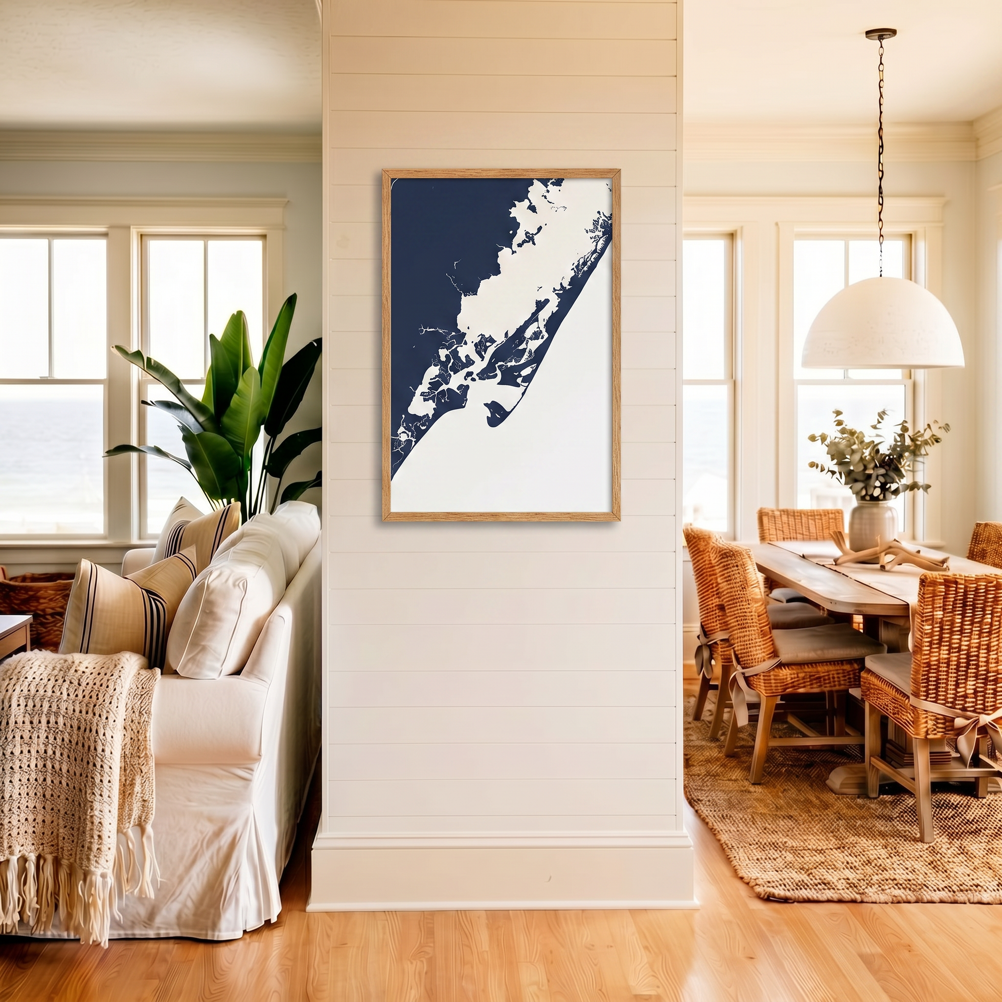 Chincoteague Island matte map art in coastal setting