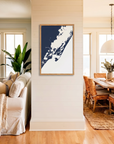Chincoteague Island matte map art in coastal setting