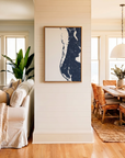 Clearwater Beach canvas map art in coastal setting
